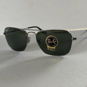 Ray-Ban Silver Frame with Dark Green Lenses
